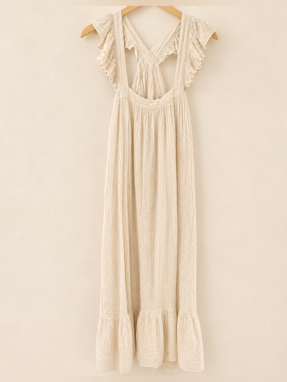 9 Seed Gauze Ruffle Midi Dress M